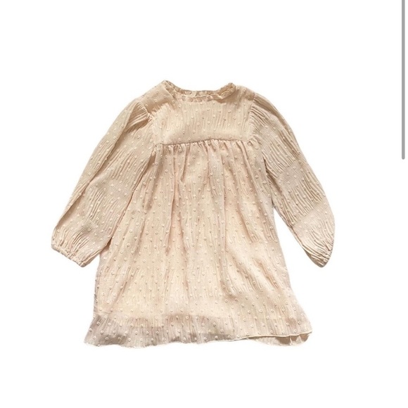Zara pleated dotted mesh Girls ivory dress 4/5 years - Picture 2 of 3